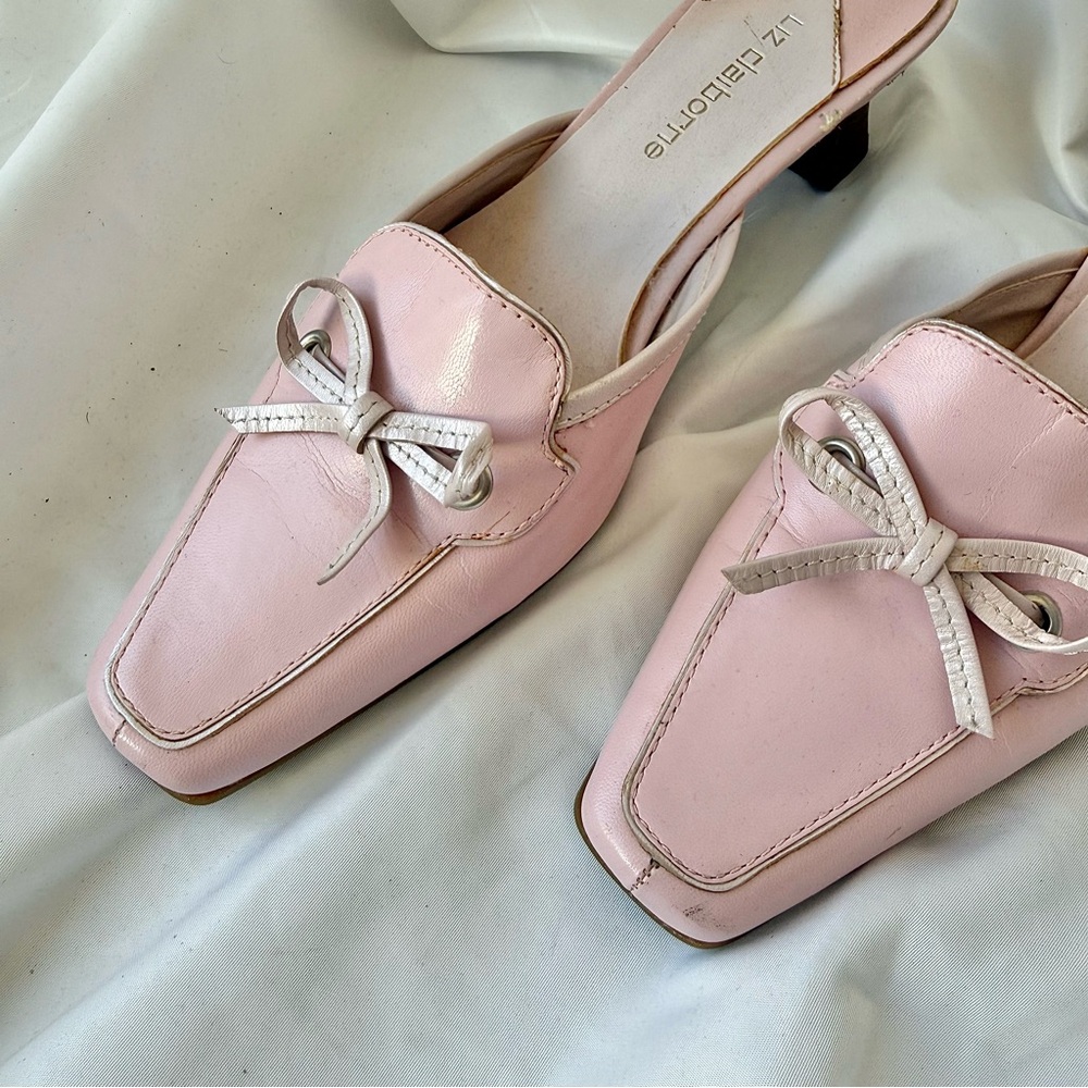 Liz Clairborne Vintage Pink Coquette Bow Kitten Heels - Picture 2 of 5